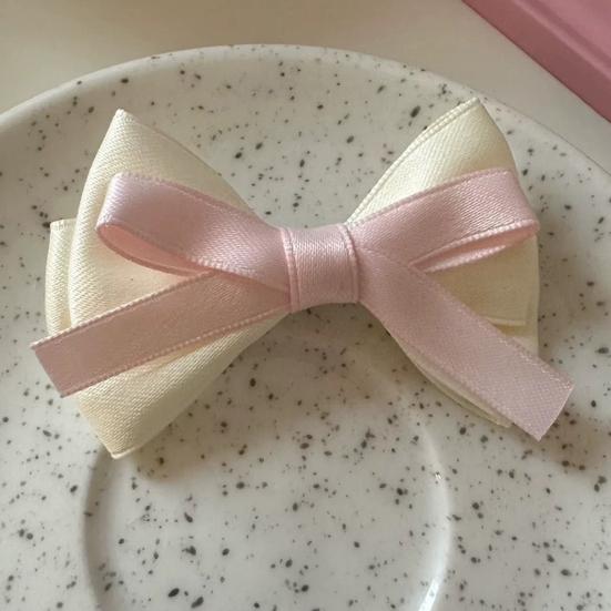 2Pcs Girl Hair Pins Bowknot Decor Double-Layered Ribbon Design Side Bangs Hair Clips Hair Accessories Daily Wear