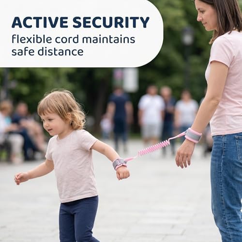 WUMZIRA 2 Pack Toddler Leash Anti-Lost Wrist Link 1.5M Safety Harness with Reflective Design for Kids Blue Pink