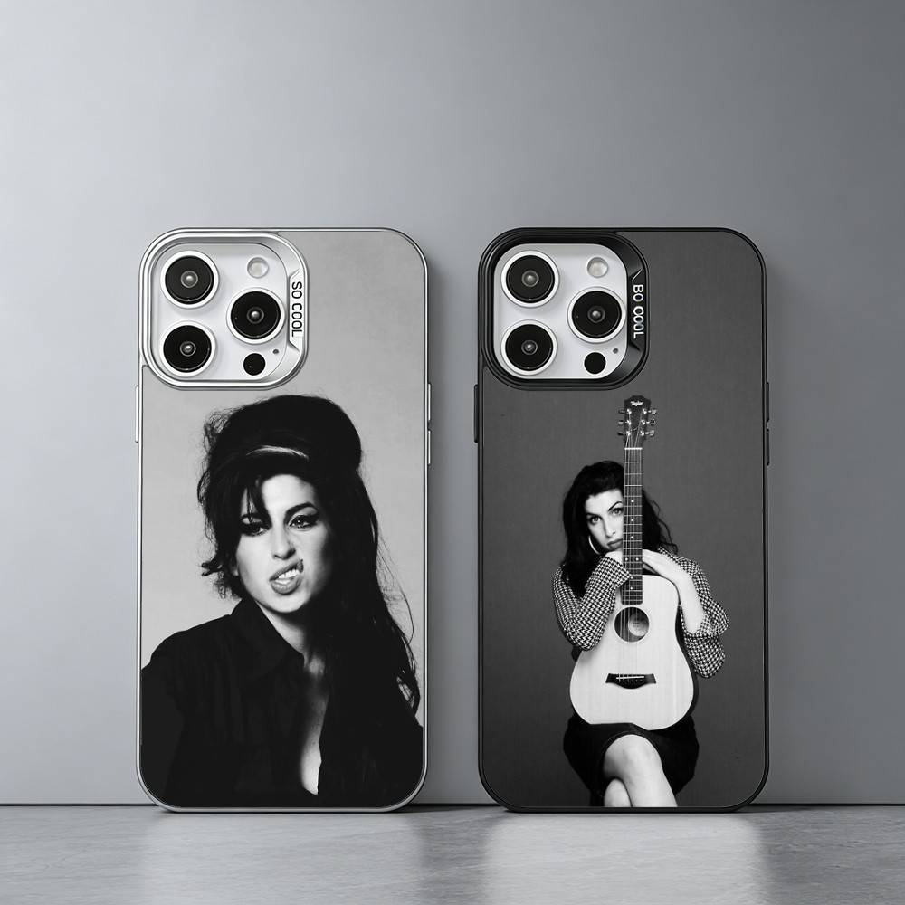 Zangeres A-Amy W-Winehouse Telefoonhoesje Voor iPhone 17,16,15,14,13,12,11 Plus,Pro Max,XS,Gekleurd zilveren telefoonhoesje