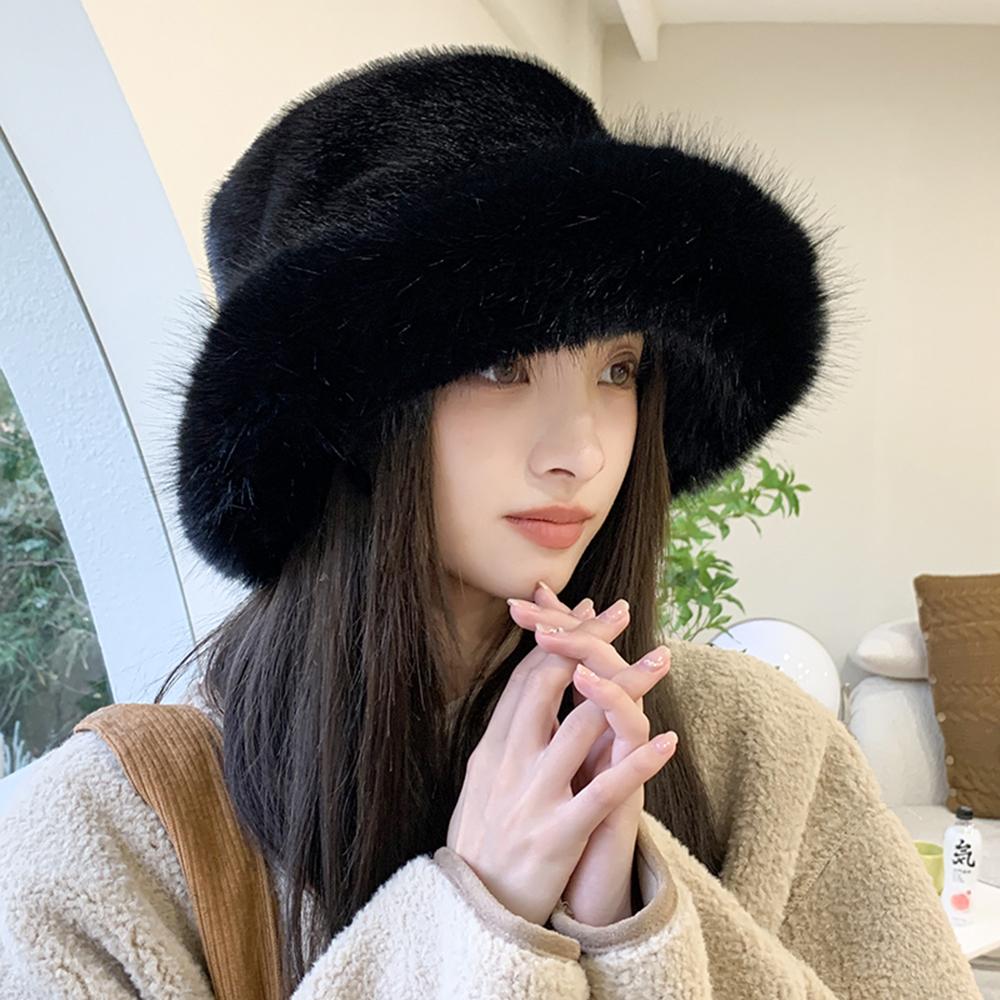  New Autumn Winter Women's Fashion Fur Cap Fur Hat Fur Hats Mongolian Hat Brimless Plush Fluffy Skiing Riding Warm Caps
