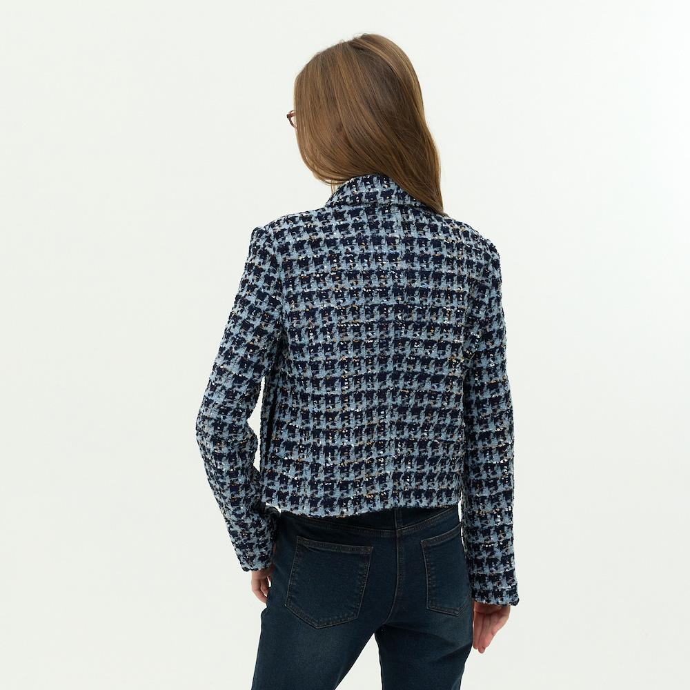 EBM Houndstooth Tweed Crop Jacket Empawjk060