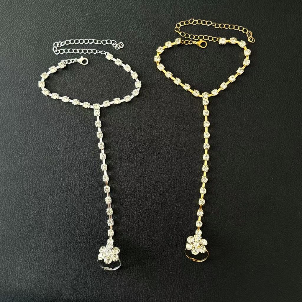 Exquisite Rhinestone Finger Bracelet & Ring: Minimalist Women's Hand Chain Jewelry
