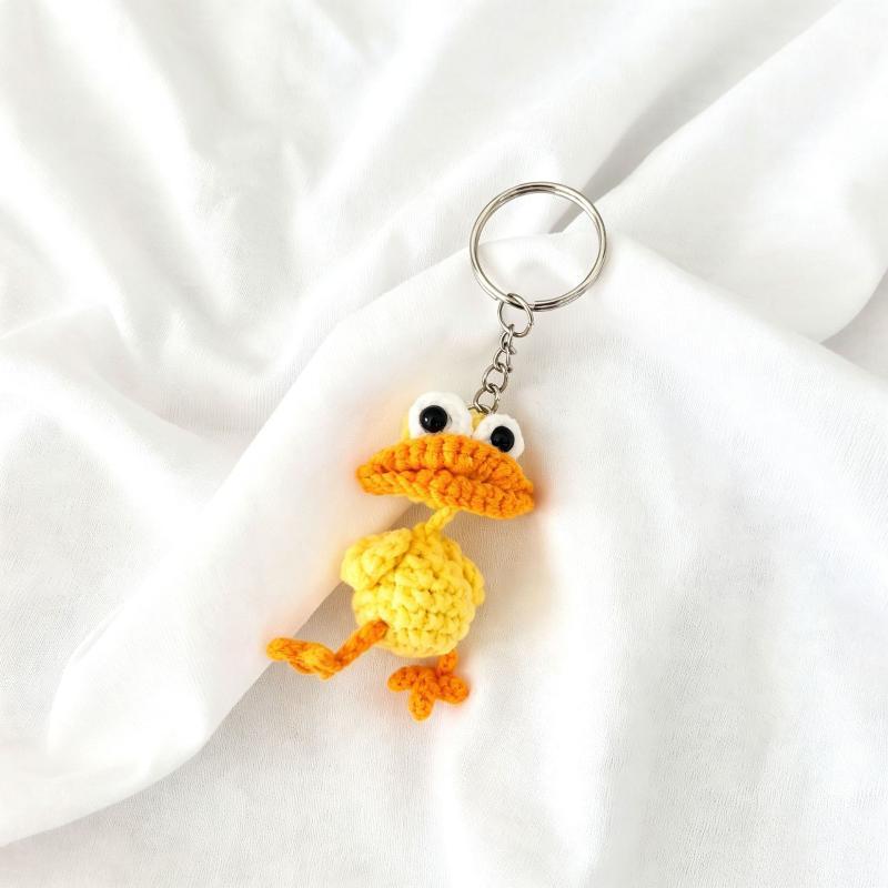 Cute Sausage Mouth Duck Crochet Keychains Knitted Keyrings Funny Crochet Duck Keychain For Bag Pendant Accessories