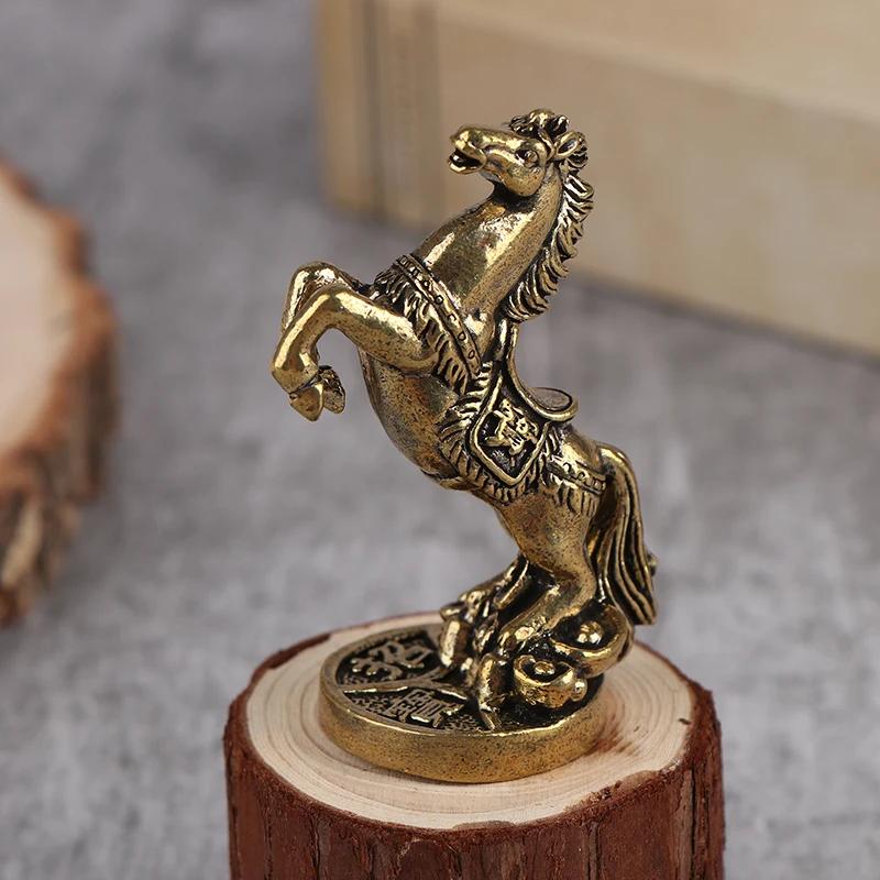 Bronze Horse Sculpture Metal Craft Chinese Zodiac Desktop Decoration Living Room Tea Table Home Decorations