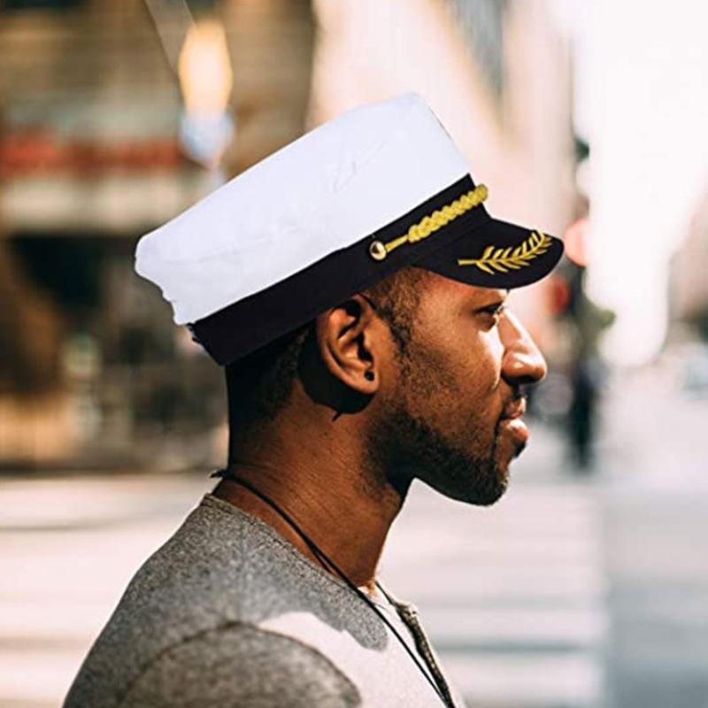 Fashion Embroidered Military Hat Captain Cap Sailor Cap Marine Admiral Cap Adult Military Hat Navy Hat for Fancy Dress