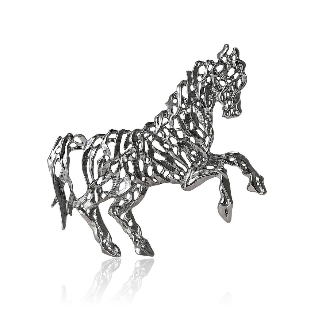 Nuevo broche animal de caballo hueco estilo bosque personalizado