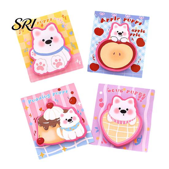Creative Message Pads 4Pcs Cartoon Dog Shape Note Set Cute Self-Adhesive Memo Soft Adhesive Sheets for Students Office Removable Notepads Reminders