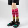 Striped Knee High Socks Women Retro Colorful Knee Socks Stretchy Breathable Casual Socks for Roller Skating Running Sports Daily Wear