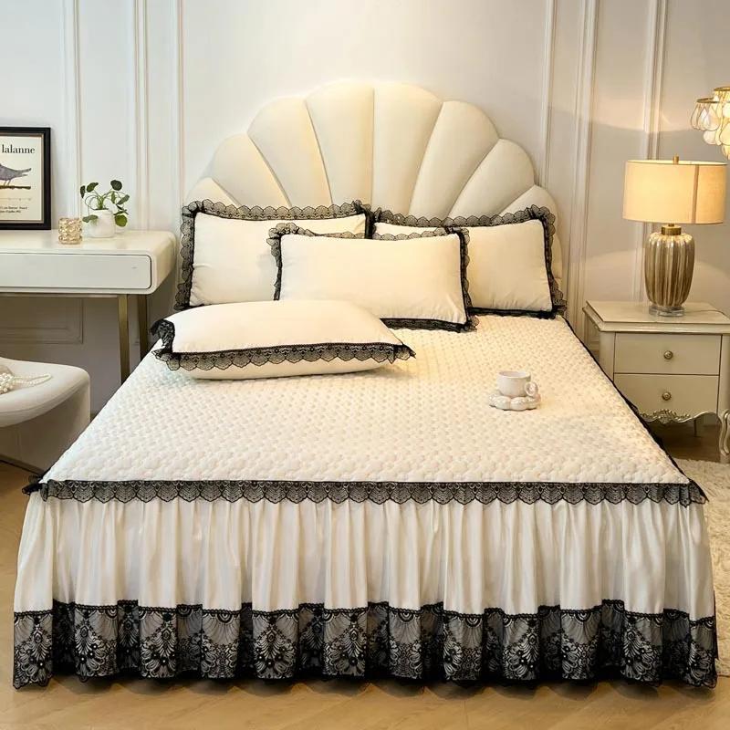 New Romantic French Lace Bed Skirt Single Bed Cover with Skirt Edge Bed Cover Versatile All Seasons