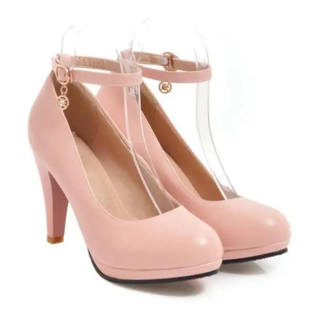 High Quality White Wedding Shoes Women Pumps High Heels Shoes With Ankle Strap Shallow Ladies Office Party Dress Shoes 31-46