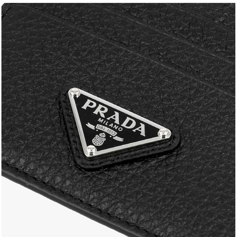 Prada Peněženka na karty s logem Grain Triangle 2mc025 2e54 F0002