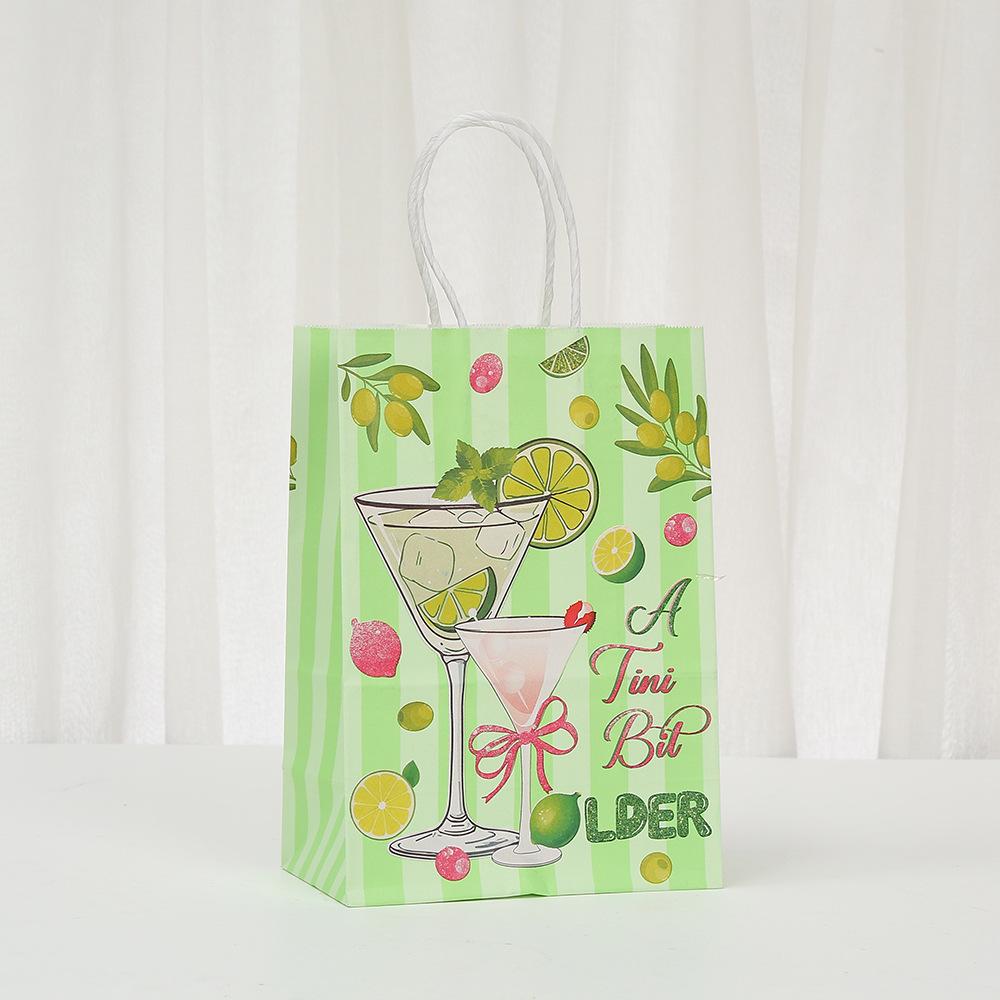 12/30 Stück Cocktail-Thema Kraftpapier-Tragetaschen Recycelbare Geschenktaschen für Junggesellinnenabschied Geburtstag Brautparty Gastgeschenke