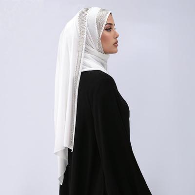 Shimmer Rhinestone Cotton Jersey Muslim Hijab Long Scarf Women Head Wraps Shawl Turban Soild Headband Malaysia Tudung Ramadan