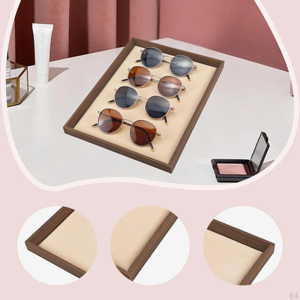 Jewelry Display Tray Bracelet Necklace Holder Wooden Trinket Dish Storage for NightStand Shop