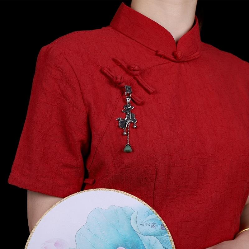 Klassischer chinesischer Stil Schritt für Schritt Shenglian Cheongsam-Knopf Jade-Anhänger Quastenanhänger Retro Hanfu-Accessoires Anhänger Frauen