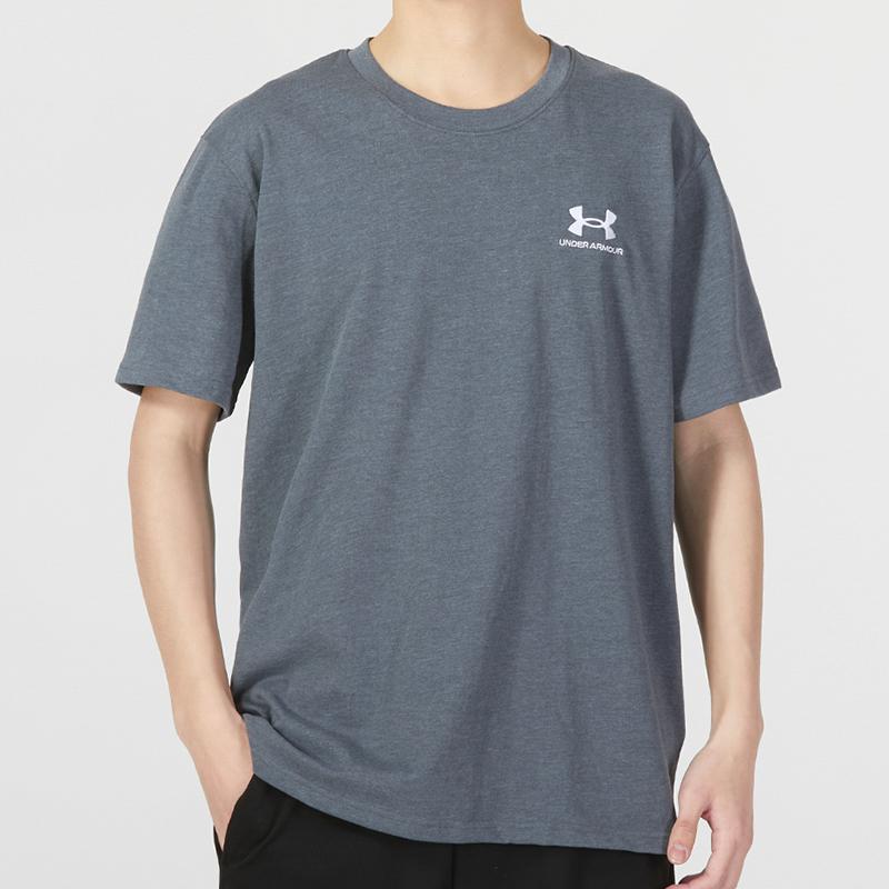 Under Armour Solid Color Sports Fitness Training Short Sleeve T-Shirt Men Tops Grey 1373997-012