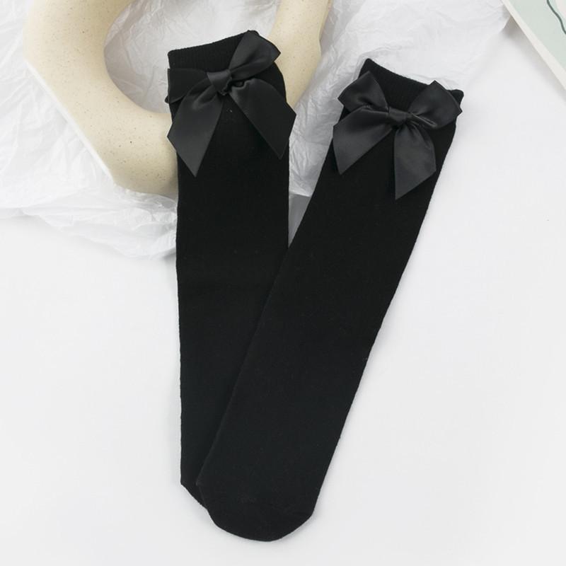 Solid Color Spring Summer Infant Toddler Kids Socks New Soft Cotton Baby Girl Socks Cute Bows Princess Girl Knee Socks