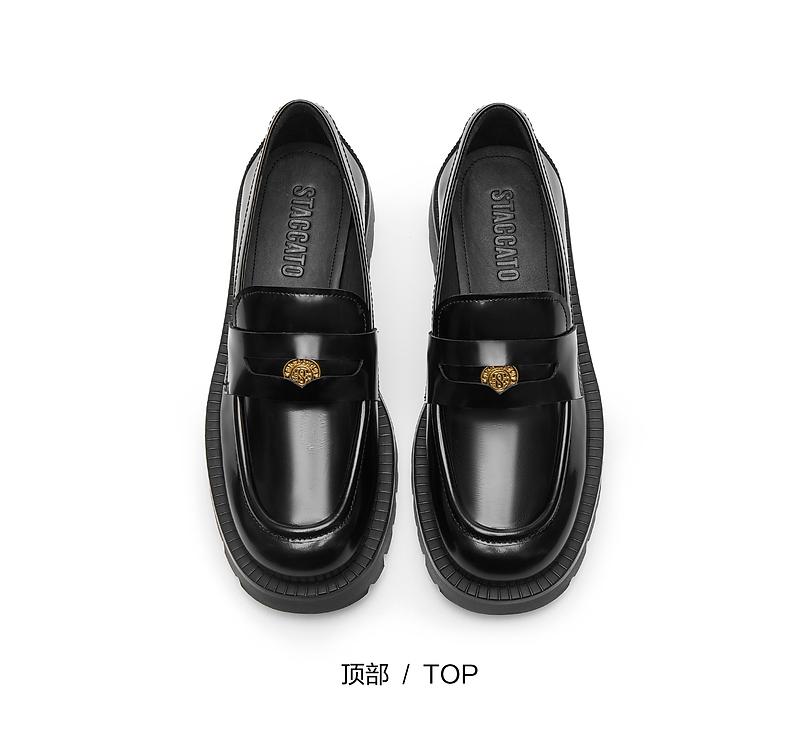 Sijiatu Spring British Style Loafers with Thick Soles and Increased Height, Wearing Small Leather Shoes for Women 9YJ53AA5