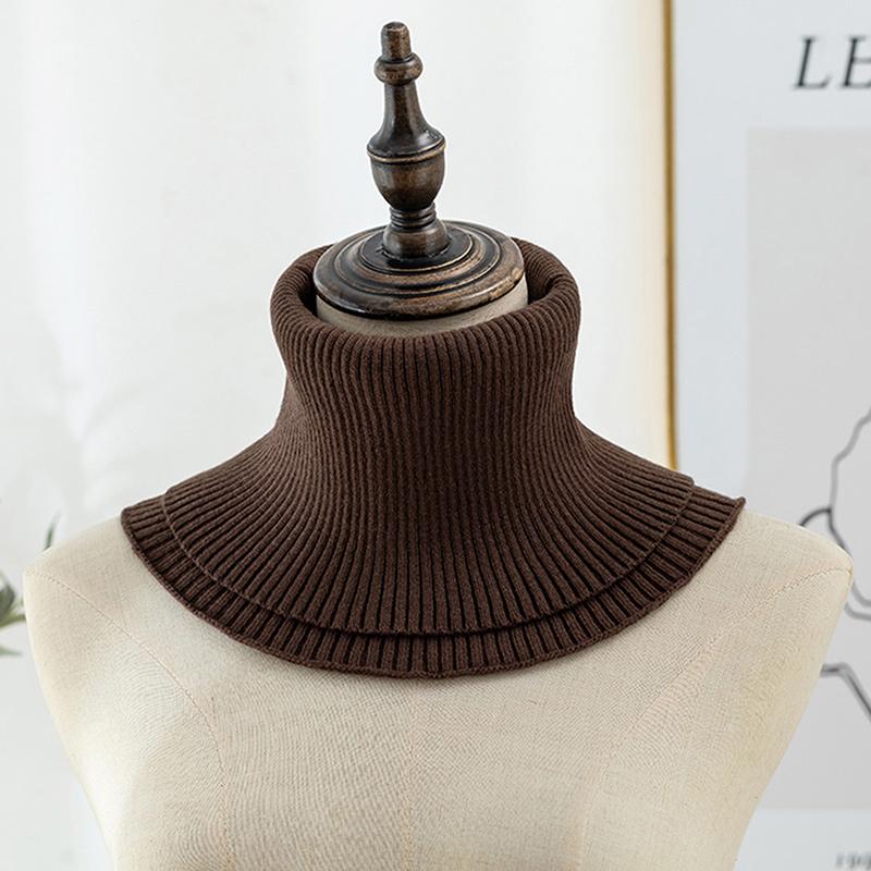 Knitted Fake Collar Ring Scarf For Woman Autumn Winter Warm Solid Color Neck Muffler Detachable Collar Scarves 25*17Cm
