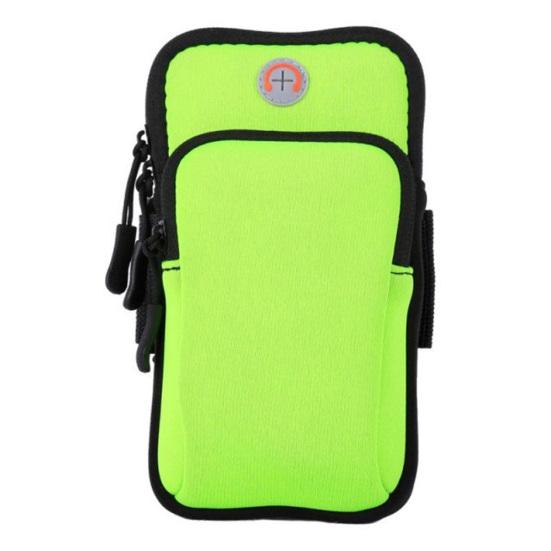 Unisex Solid Color Zip Waterproof Nylon Running Armband Bag with Earphone Hole