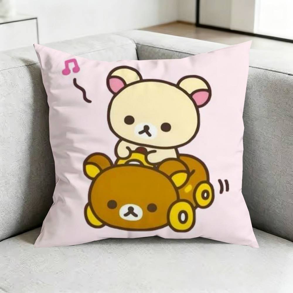Funny Rilakkuma Bbear Square DoubleSided printed Pillow Case Bedroom Bedside Pillow Sofa Cushion Cover Gift
