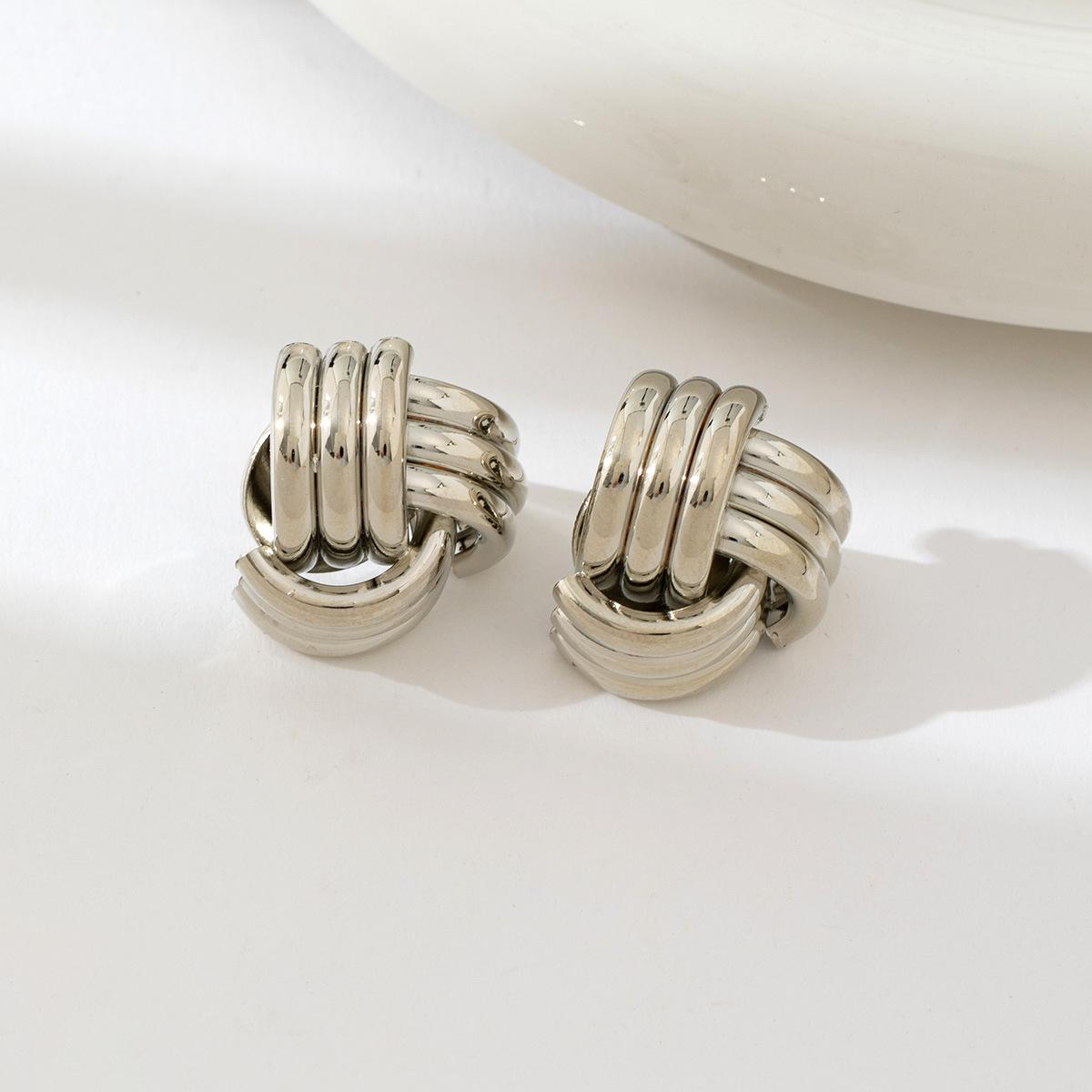 

Серьги Три Кольца Скрученная Спираль Геометрические Трехмерные Круги Винтажные Элегантные Серьги Ювелирные Изделия серебряный