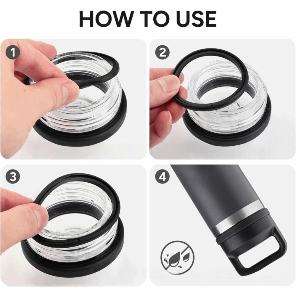 4Pcs Black Water Bottle Gaskets Leakproof Cup Lid Gaskets  Water Bottle Accessories