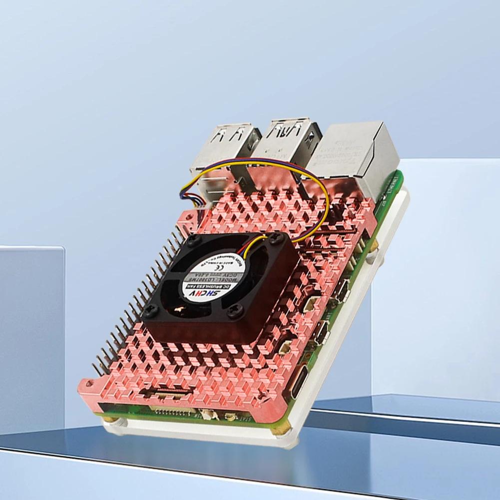 Pure Copper Heatsink Cooling Kit Passive Cooling Shell 3mm Copper Enclosure with Cooling Fan Suitable for Raspberry Pi 5