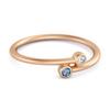 London Blue Topaz Open Bezel Two- 925Stone Ring - 925 Sterling Silver Rose Gold Vermeil