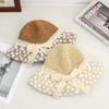 Fashion Straw Hat Mesh Bow Ribbon Sun Hat Outdoor Vacation Sun Hat Women