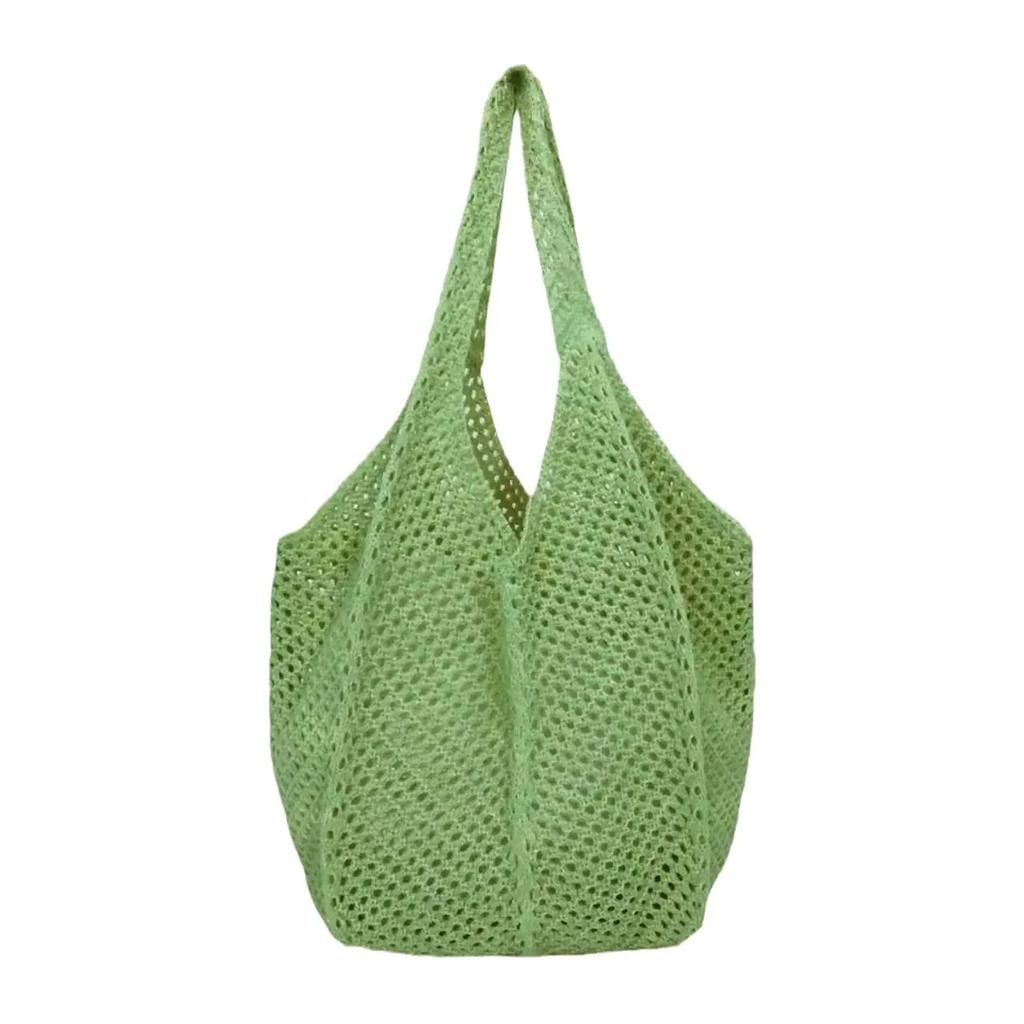 Large Capacity Ladies Vacation Beach Bucket Tote Hollow Design Travel Female Handbags Casual Simple Women Knit Shoulder Bags