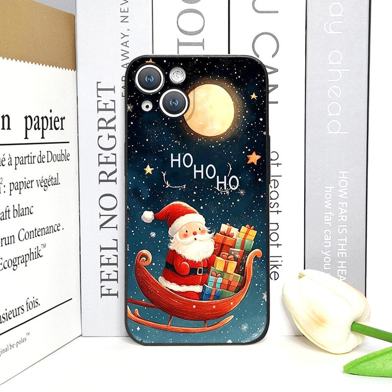 Frohe Weihnachten Baum Weihnachtsmann Muster Handyhülle für IPhone 16 12 11 14 13 15 Pro Max Mini X XS XR SE2 7 8 14 Plus Weiche Hülle
