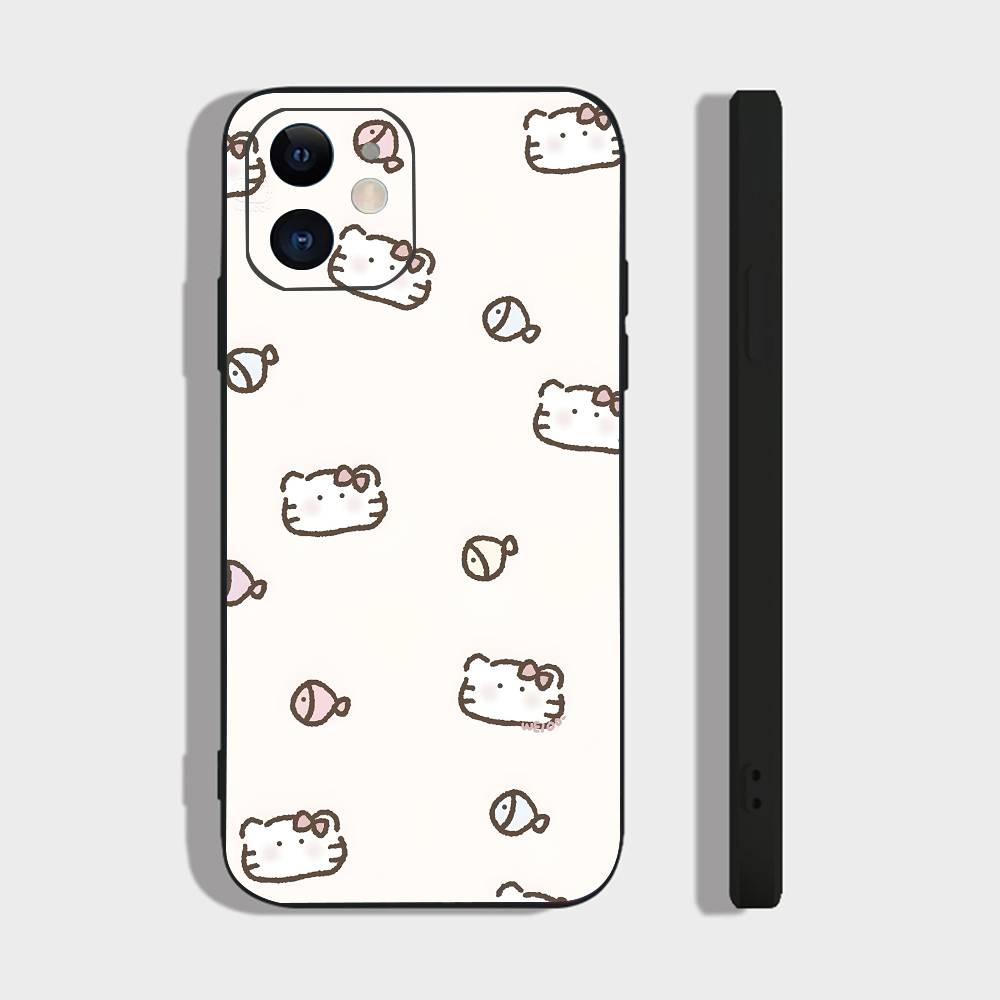 Cute Pattern For IPhone 17 Air 16 15 14 13 12 11 Pro Black Soft Cover Phone Case