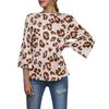 Summer Explosion Models Leopard Print Round Collar Nine Points Trumpet Sleeve T-shirt