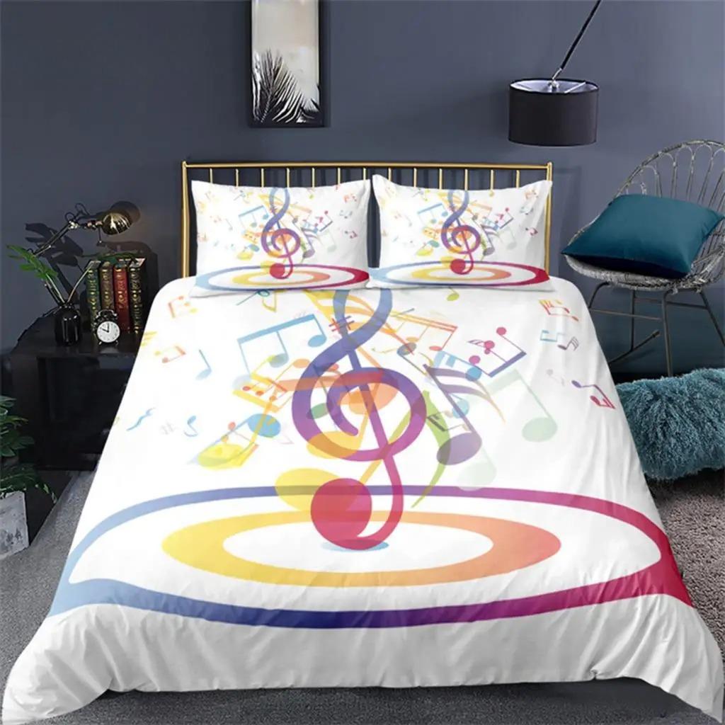Vintage Guitar Duvet Cover Set Music Theme 2/3Pcs Bedding Set For Kids Teens Adult Microfiber Print Comforter Cover Pillowcase