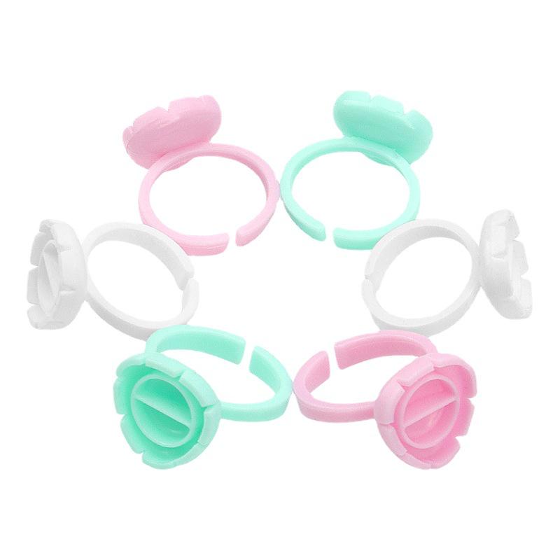 100-Pack Eyelash Grafting Rings: Blooming Cup Lash Glue Holder for Makeup Tools
