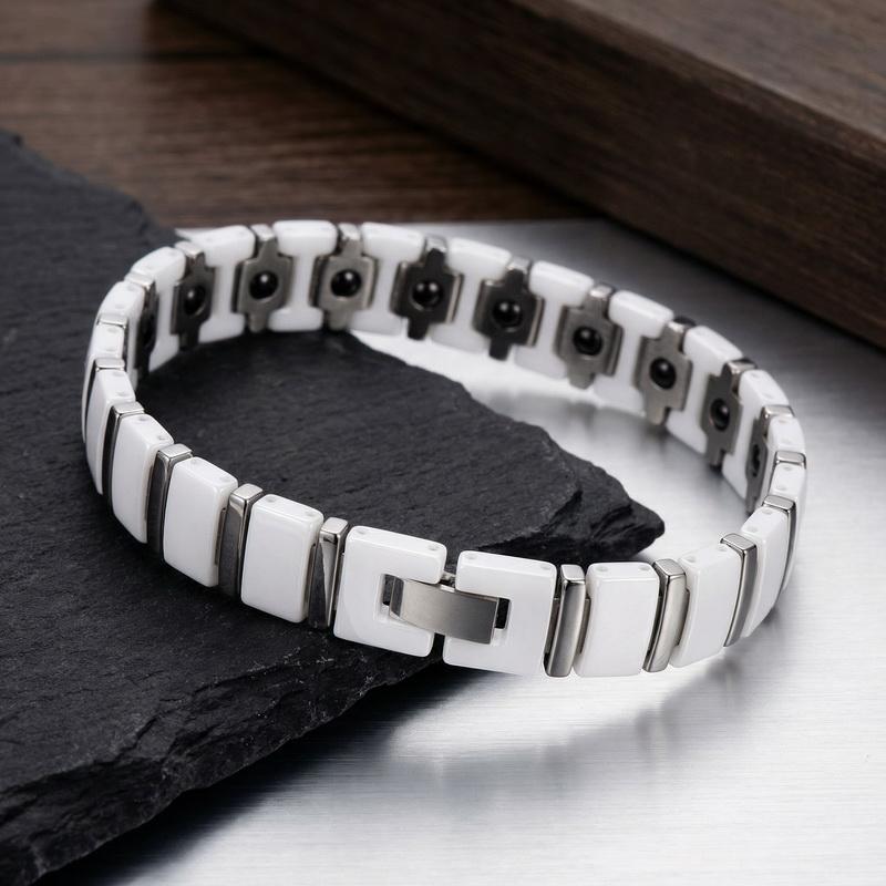 Brățară Creativă pentru Bărbați din Oțel Inoxidabil și Ceramică Brățară Elegantă Cadou de Ziua de Naștere Bijuterii la Modă Simț Modern al Tehnologiei