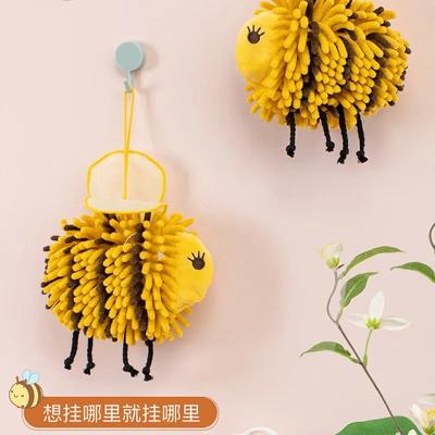 Cute Bee Shape Hand Towel with Wings Hanging Striped Color Blocking Soft Chenille Wipe Plush Kids Handkerchiefs Terry Towels