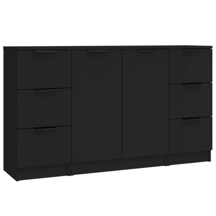 VidaXL Buffets 3 pcs noir bois d'ingénierie 3115837