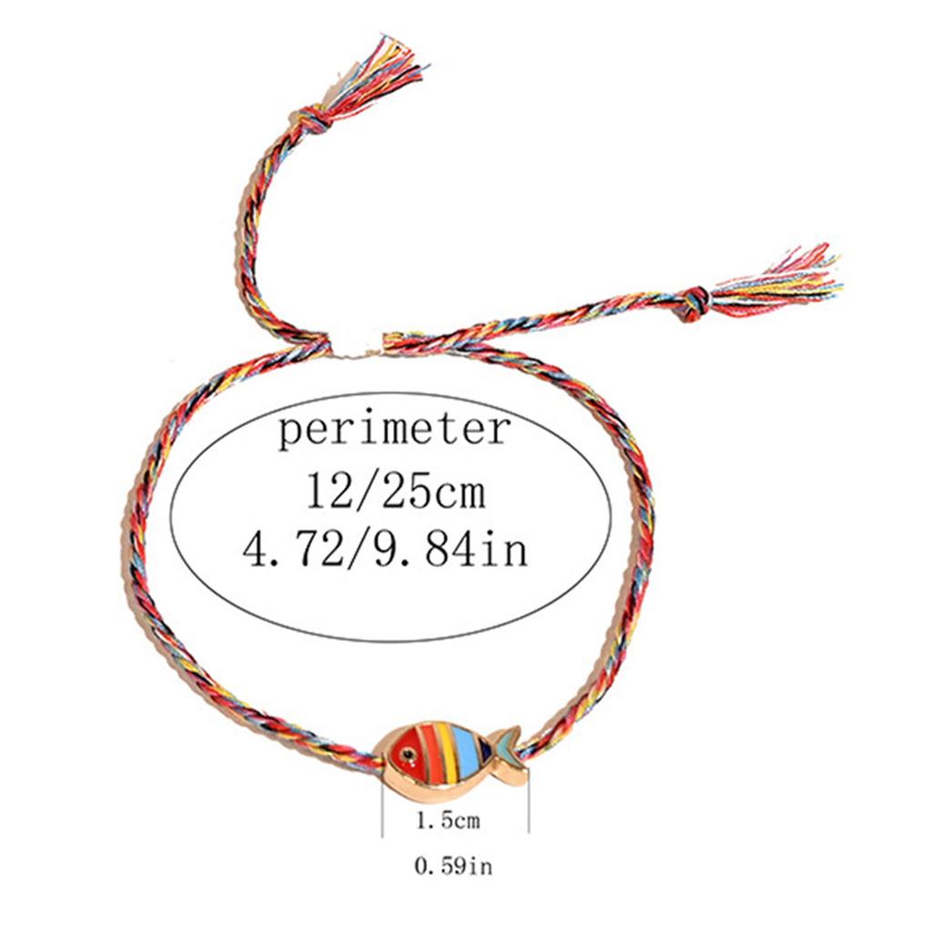 Adjustable Braided Fish Charm Bracelet With Alloy Oil Drop Pendant For Women Lightweight Stylish Jewelry Gift