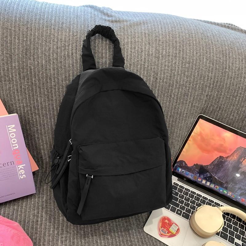 

Japanese college student schoolbag female high school student light Korean version backpack simple solid color fashion travel backpack чорний
