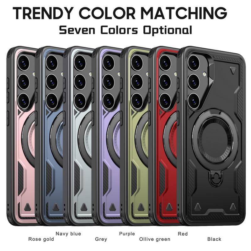 For Samsung S24 Plus Ultra S23 Fe A55 A35 A14 5g 360 Rotating Stand for Magsafe Magnetic Support Car Function Tpu Hard Slim Cover