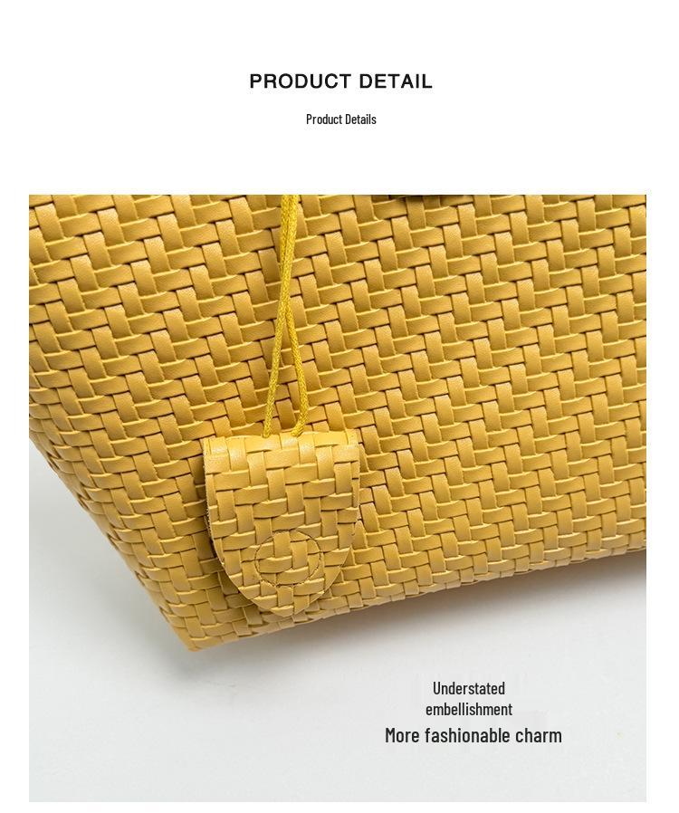 Chic Woven Tote Bag - Stylish, Large-Capacity Shoulder Bag for Casual Daily Commutes