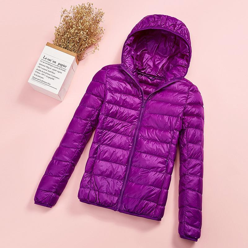 Herbst und Winter Damenbekleidung neue große Größe koreanische Version schlanke und leichte Daunenjacke Damen kurzer Stehkragen Kapuzenjacke