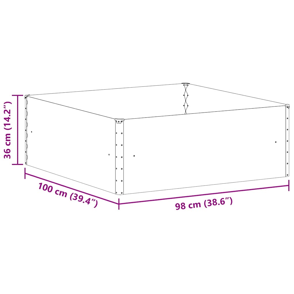 Raised Bed Light Brown 98 X 100 X 36 Cm Galvanized Steel