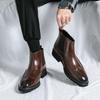 Herren Chelsea Winterstiefel aus geschnitztem Leder: Spitze Martin-Stiefel im britischen Stil