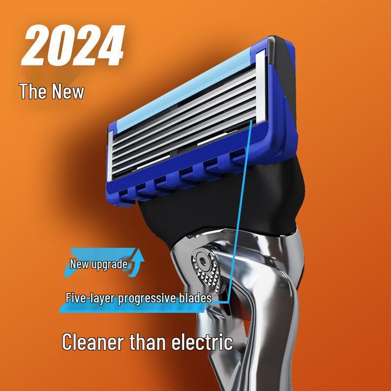 Universal Manual Razor with Five-Layer Blade and Metal Holder for Face and Beard Shaving