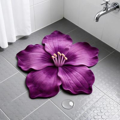 Floral Plush Rug Mat 3D Flower Optical Illusion Floor Mat Non-Slip Water-Absorbent Bath Mat for Bathroom Bedroom Living Room