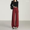 Anchor Red Narrow Version Wide-leg Pants Spring New Style Red High-waist Drape Slim Floor-length Straight Pants Women's Trousers