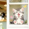 Cute Cat Window Cling, Cartoon Kitten Butterfly Decals, Reusable Watercolor Animal Static Glass Sticker for Kids Room Bathroom Decor